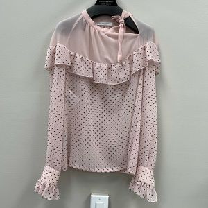 Philosophy Pink Poke-a-Dotted blouse with ruffles